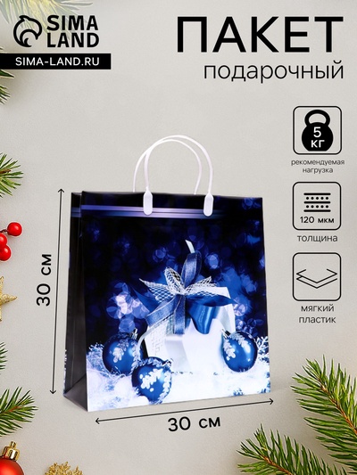 Пакет новогодний «Праздник», мягкий пластик, 30×30 120 мкм