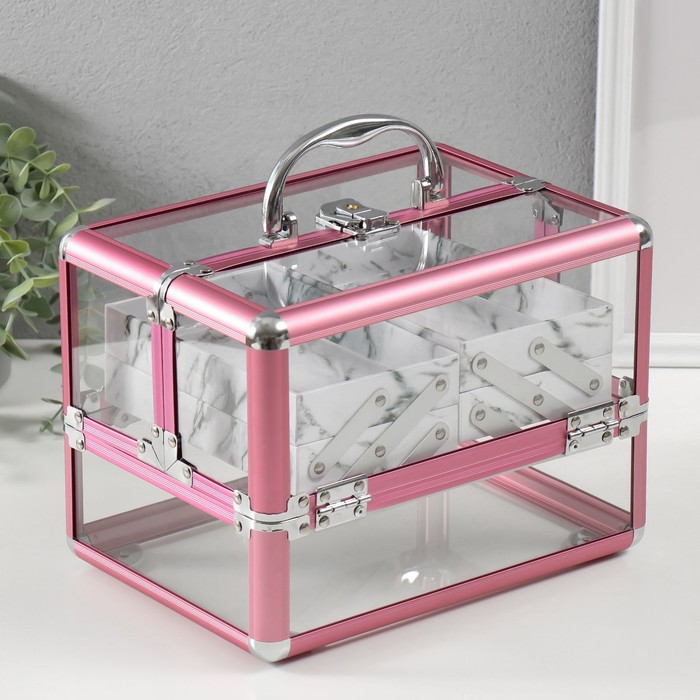 Шкатулка для украшений «Розовый металлик», пластик металлокаркас, 18×25×18 см - Фото 1
