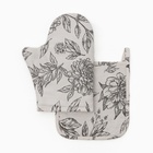 Набор кухонный «Этель» Black flowers: варежка-прихватка, прихватка, 100% хлопок, саржа 190 г/м² - Фото 1