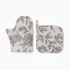 Набор кухонный «Этель» Black flowers: варежка-прихватка, прихватка, 100% хлопок, саржа 190 г/м² - Фото 3