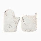 Кухонный набор «Этель» Flower herbarium: варежка 20×27 см, прихватка 19×19 см, 100% хлопок, 250 г/м² - Фото 2