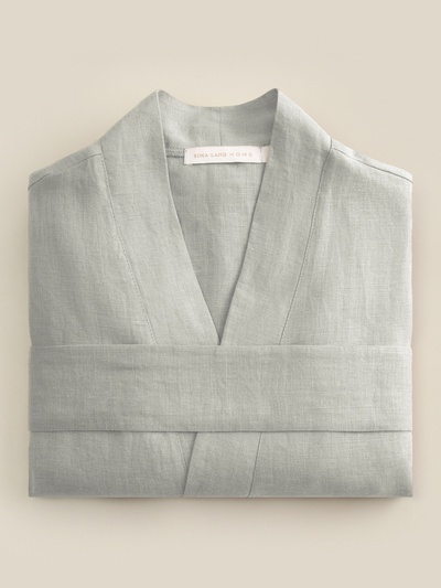 Халат домашний женский SL Linen Home, размер 46 (L), светло-зелёный