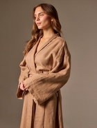 Халат домашний женский SL Linen Home, размер L, кофейный - Фото 6