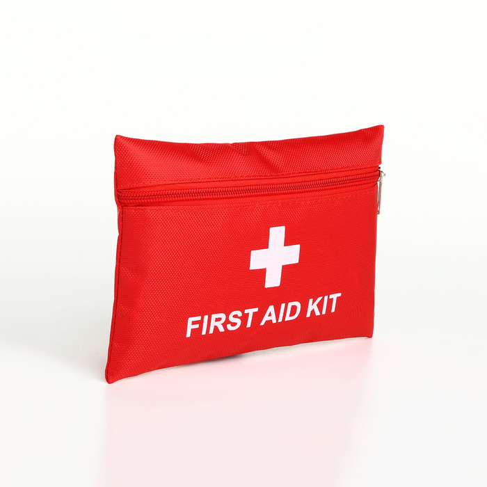 Косметичка-аптечка на молнии, маленькая, плоская, с рисунком, красная - Фото 1