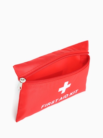Косметичка-аптечка на молнии, маленькая, плоская, с рисунком «Крест», красная