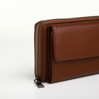 Портмоне-клатч мужской на молнии TEXTURA, с наружным карманом, коричневое - Фото 4