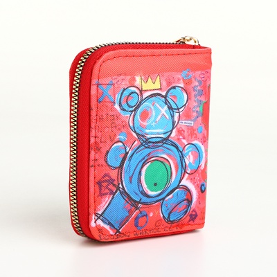 Кошелёк на молнии Crazy bear, маленький, красный