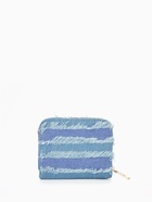 Кошелёк женский на молнии 8.5×2×11 см, джинсовый, в полоску, голубой - Фото 4