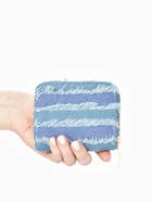 Кошелёк женский на молнии 8.5×2×11 см, джинсовый, в полоску, голубой - Фото 2