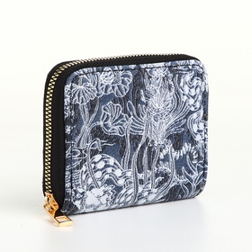 Кошелёк женский, маленький, на молнии, синий