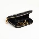 Кошелёк на молнии, с вышивкой, маленький, чёрный - Фото 3