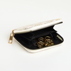 Кошелёк на молнии, три отделения, маленький, с вышивкой, белый - Фото 3