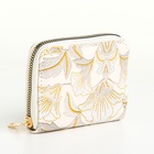 Кошелёк на молнии, три отделения, маленький, с вышивкой, белый - Фото 5