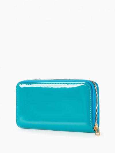 Кошелёк женский на молнии, 20×2×10 см, лаковый, бирюзовый