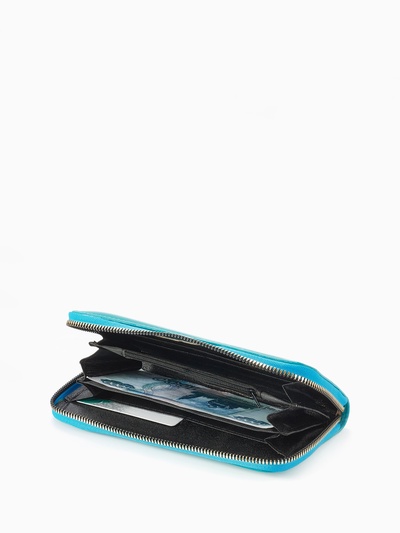 Кошелёк женский на молнии, 20×2×10 см, лаковый, бирюзовый