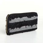 Кошелёк женский на молнии, 20×2×10 см, джинсовый, в полоску, чёрный - Фото 4