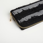 Кошелёк женский на молнии, 20×2×10 см, джинсовый, в полоску, чёрный - Фото 3