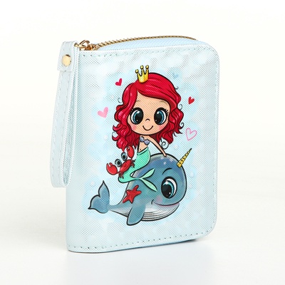 Кошелёк на молнии, цвет голубой