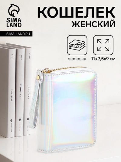 Кошелёк на молнии, цвет серебряный