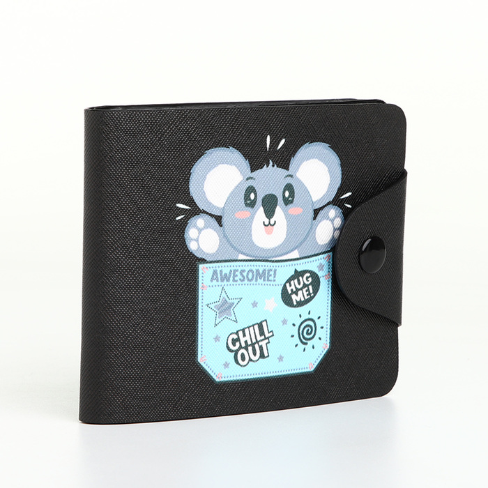 Кошелёк детский «Коала», маленький, на кнопке, чёрный - Фото 1