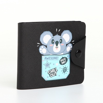 Кошелёк на кнопке, цвет чёрный