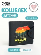 Кошелёк детский Wildlife, маленький, на кнопке, чёрный - Фото 1