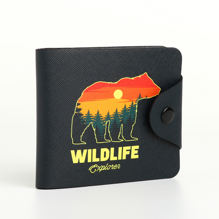 Кошелёк детский Wildlife, маленький, на кнопке, чёрный - Фото 1