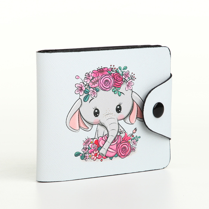 Кошелёк детский «Слоник», маленький, на кнопке, белый - Фото 1