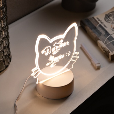 Ночник с маркером для заметок, кот, 13.5x15.5x8.5 см, 5 LED, USB, свечение тёплое белое