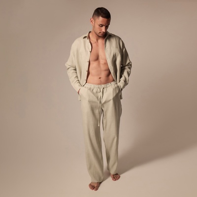 Костюм мужской домашний (рубашка с длинным рукавом и брюки) SL HOME, размер L, светло-зеленый