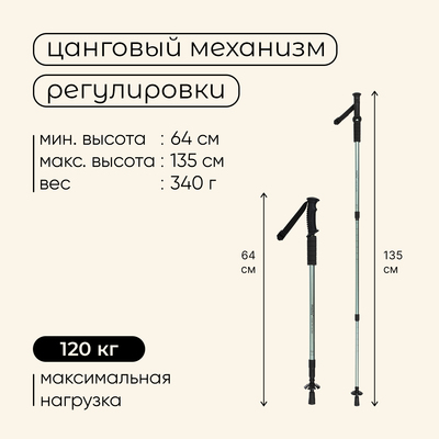 Палка трекинговая maclay Alu 100, телескопическая, 1 шт.