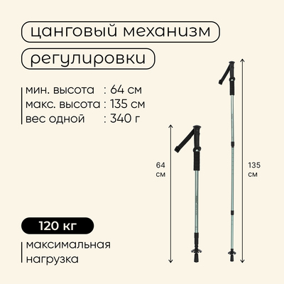 Палки трекинговые maclay Alu 100, телескопические, 2 шт.