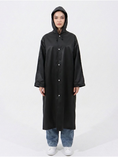 Дождевик - плащ, взрослый, размер 44-50, EVA матовая 140 г, чёрный