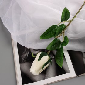 Цветы искусственные "Роза бутон бархат" 43 см, (бутон-h-7см) белый