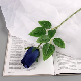 Цветы искусственные "Роза бутон бархат" 43 см, (бутон-h-7см)  синий