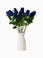 Цветы искусственные "Роза бутон бархат" 43 см, (бутон-h-7см)  синий - фото 809195707