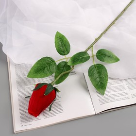 Цветы искусственные "Роза бутон бархат" 43 см, (бутон-h-7см) красный