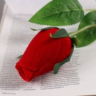 Цветы искусственные "Роза бутон бархат" 43 см, (бутон-h-7см) красный - фото 809138978