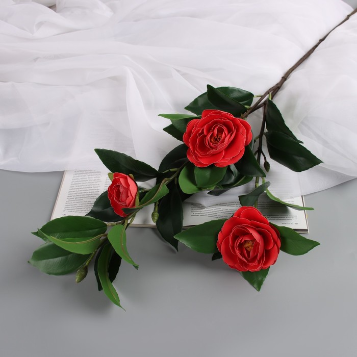 Цветы искусственные «Камелия», h=85 см, красные - Фото 1