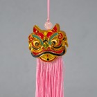 Подвеска текстиль, пластик "Китайский лев" розовая 2х4х14 см - Фото 3