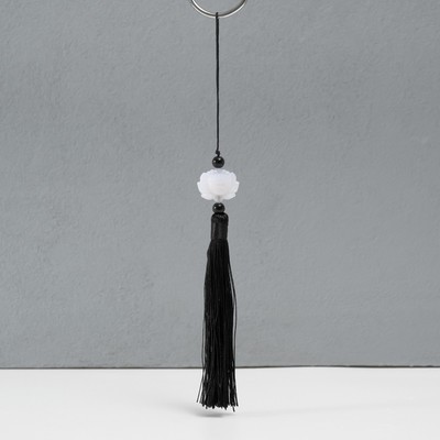 Подвеска текстиль, пластик «Кисть. Лотос», чёрная, 1.2×2.7×14.5 см