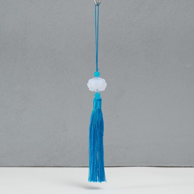 Подвеска текстиль, пластик «Кисть. Лотос», голубая, 1.2×2.7×14.5 см