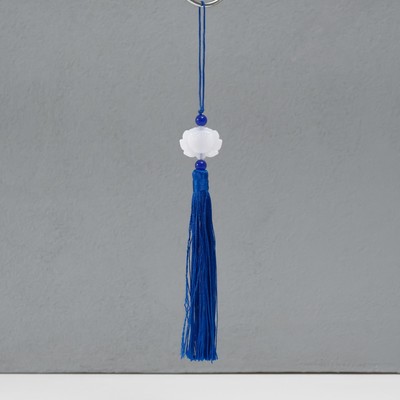 Подвеска текстиль, пластик «Кисть. Лотос», синяя, 1.2×2.7×14.5 см