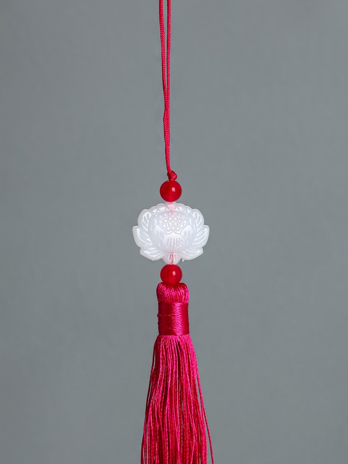 Подвеска текстиль, пластик «Кисть. Лотос», ярко-розовая, 1.2×2.7×14.5 см