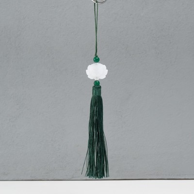 Подвеска текстиль, пластик «Кисть. Лотос», тёмно-зелёная, 1.2×2.7×14.5 см