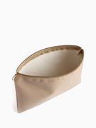 Косметичка на молнии, плоская, средний размер, однотонная, бежевая - Фото 2