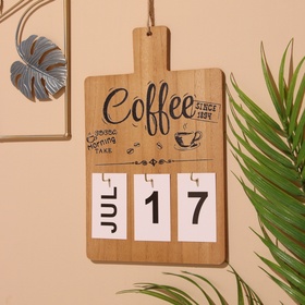 Сувенир вечный календарь подвесной Coffee, 0.7×17×26.5 см, дерево, бесцветный