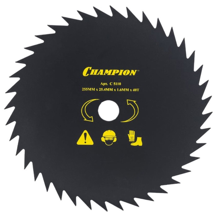 Нож для триммера CHAMPION C5110, с остроугольными зубцами, 40 зубьями, 255×25.4 мм