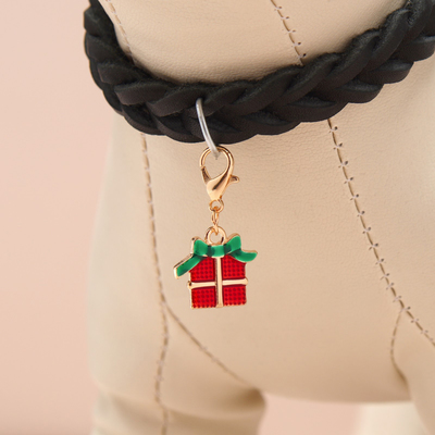 Адресник - брелок новогодний «Презент», с карабином 9, металл, разноцветный