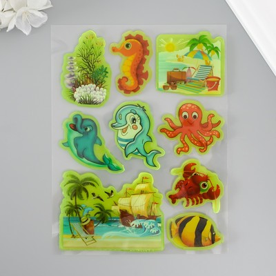 Интерьерные наклейки на стекло, окно «Курорт», силикон, фосфорные, 20×16 см